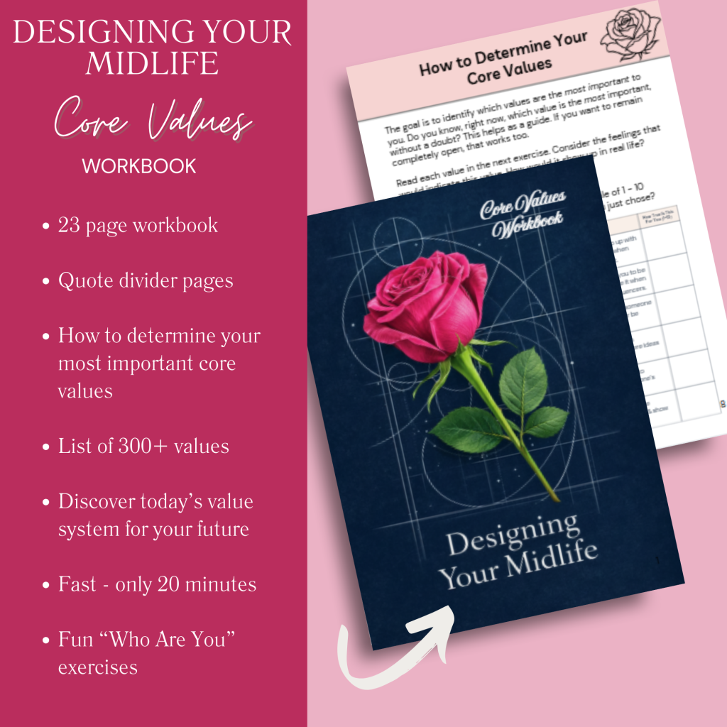 Designing Your Midlife core values workbook printable version