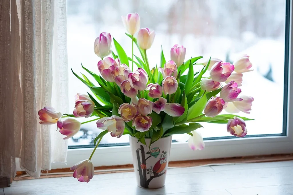 graceful tulip arrangement with long stems