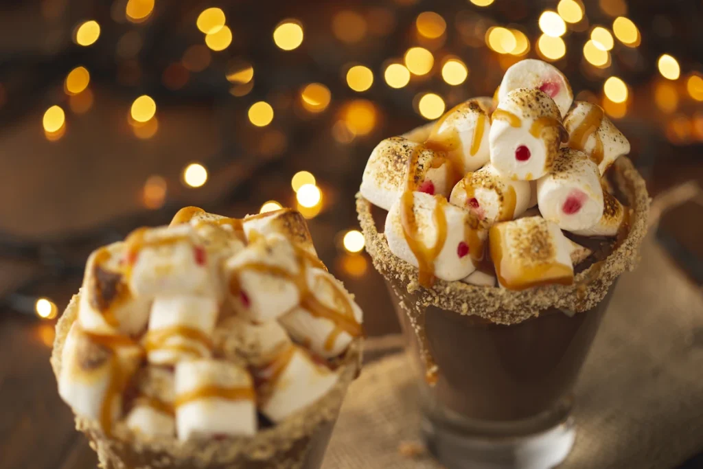 rim the hot chocolate glass or mug