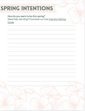 spring intentions planner  page