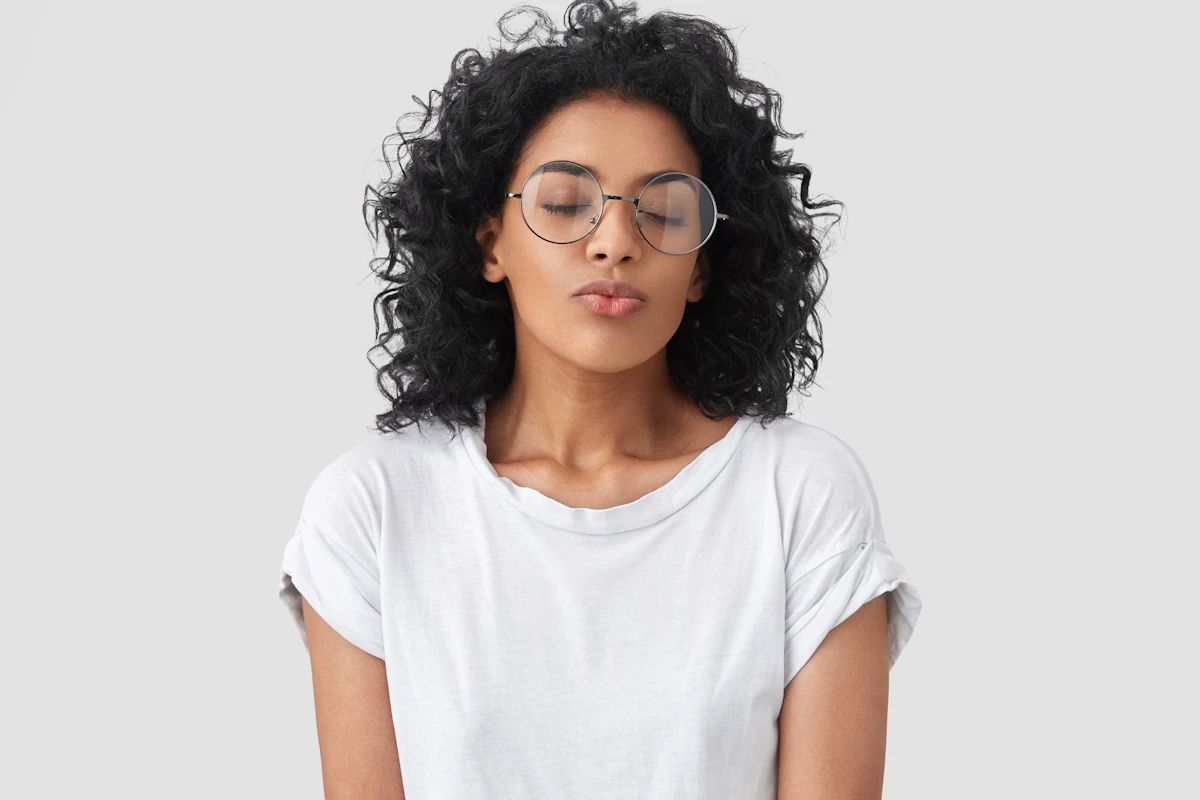 woman resonant deep breathing